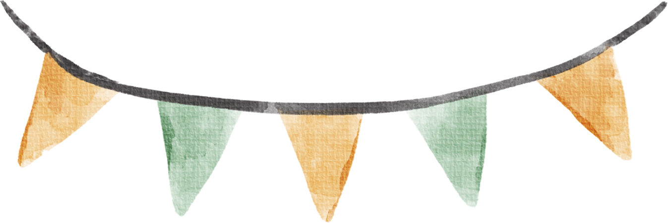 Watercolor Cute Bunting Flags